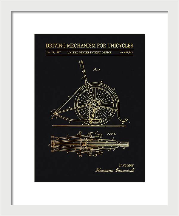 Unicycle Driving Mechanism Gold Patent Us638963a