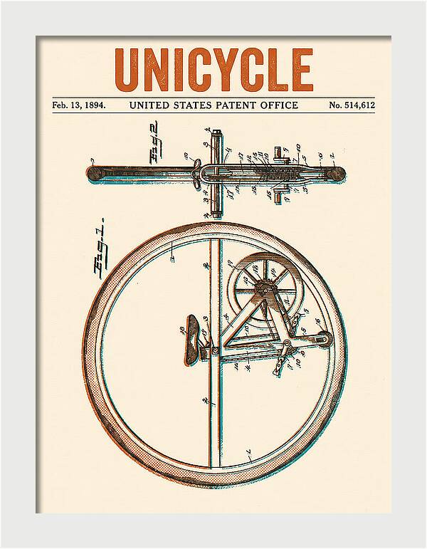 Unicycle Retro Patent Us514612a