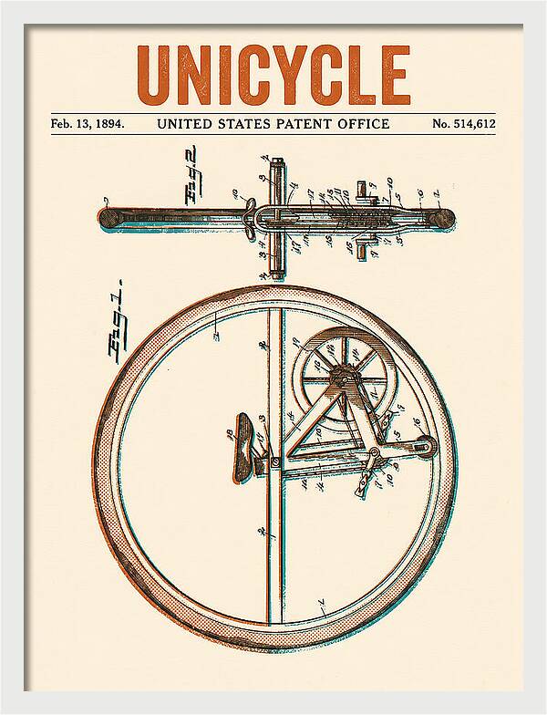 Unicycle Retro Patent Us514612a