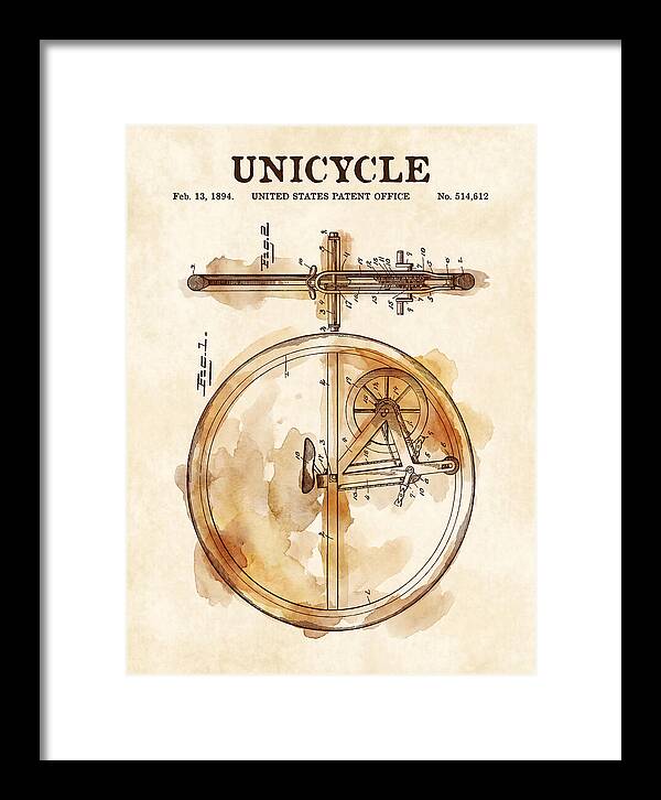 Unicycle Watercolor Patent Us514612a