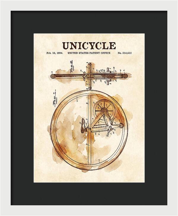 Unicycle Watercolor Patent Us514612a