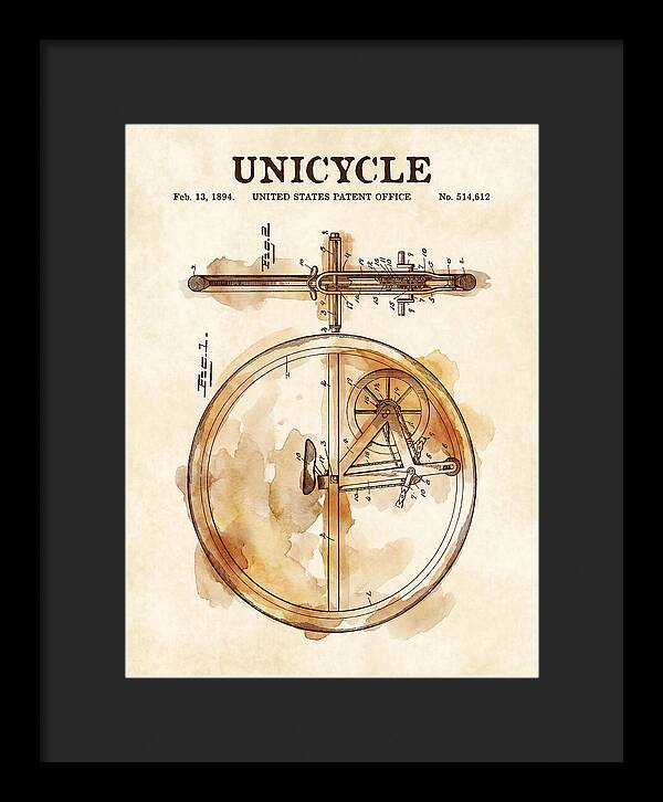 Unicycle Watercolor Patent Us514612a