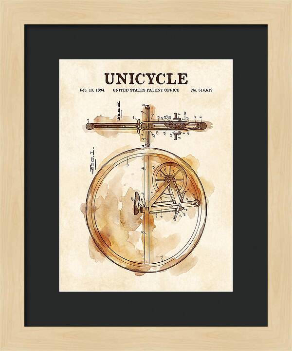 Unicycle Watercolor Patent Us514612a