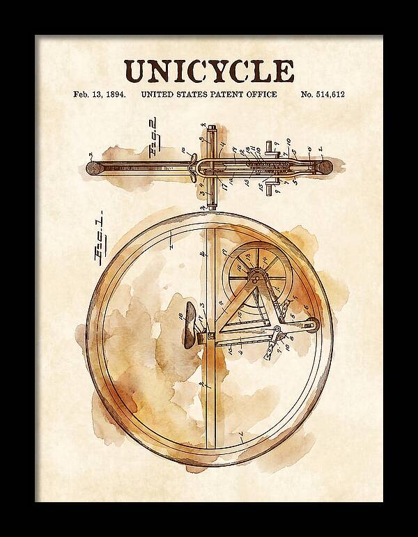Unicycle Watercolor Patent Us514612a