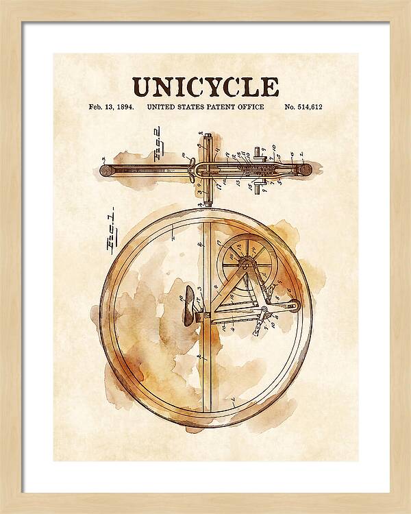 Unicycle Watercolor Patent Us514612a