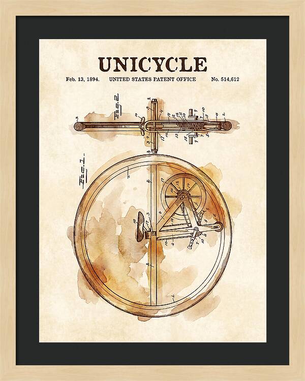 Unicycle Watercolor Patent Us514612a