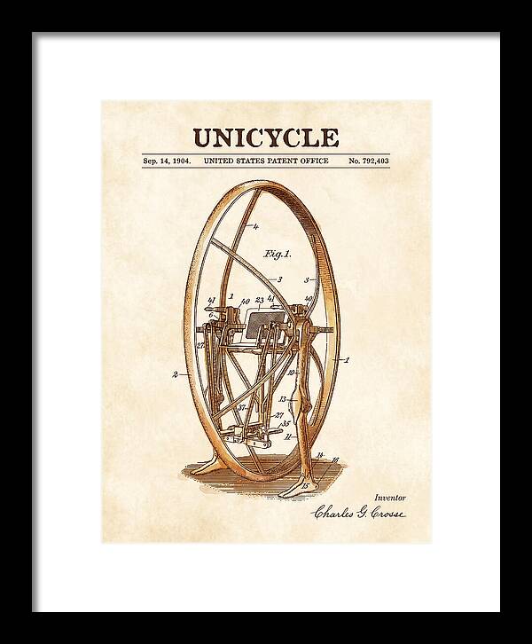 Unicycle Watercolor Patent Us792403a