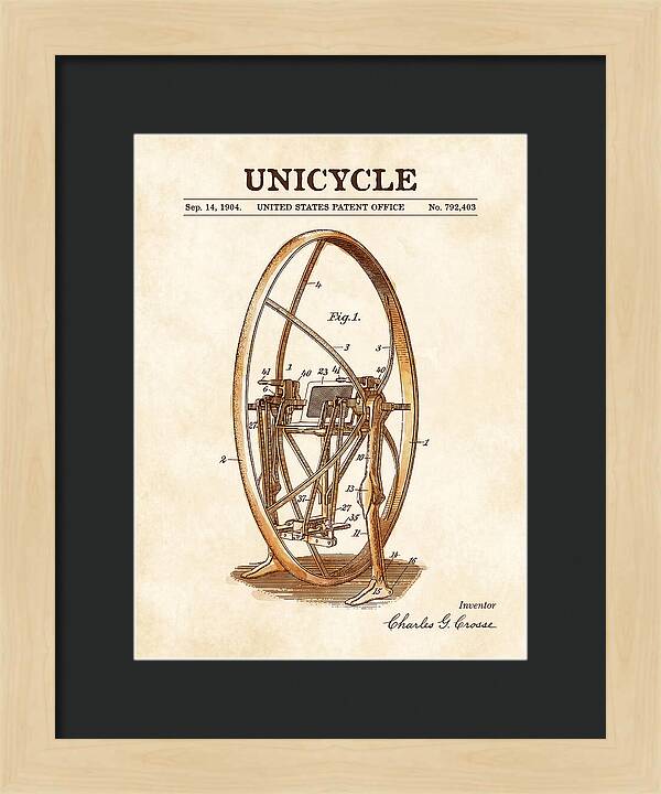 Unicycle Watercolor Patent Us792403a