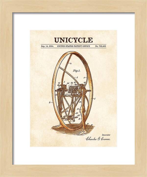 Unicycle Watercolor Patent Us792403a