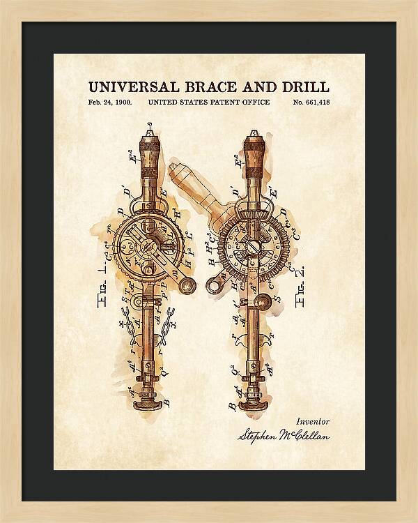Universal Brace And Drill Watercolor Patent Us661418a