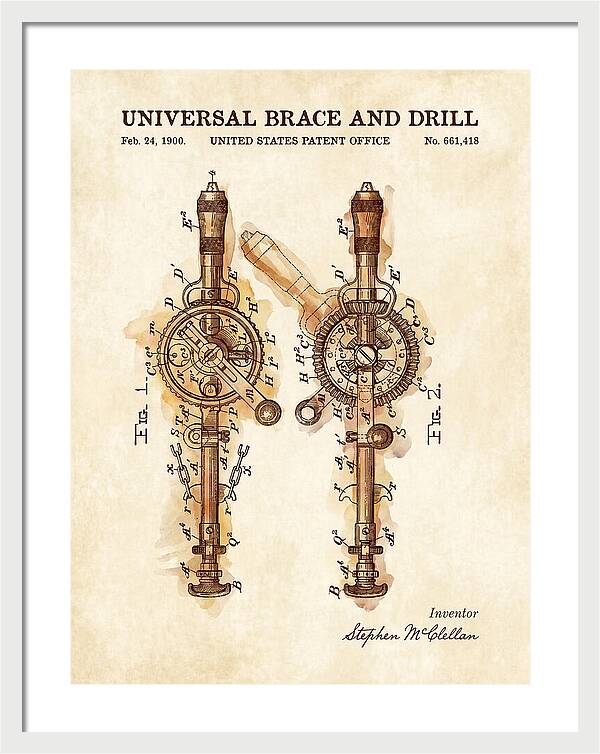 Universal Brace And Drill Watercolor Patent Us661418a