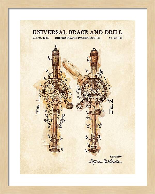 Universal Brace And Drill Watercolor Patent Us661418a