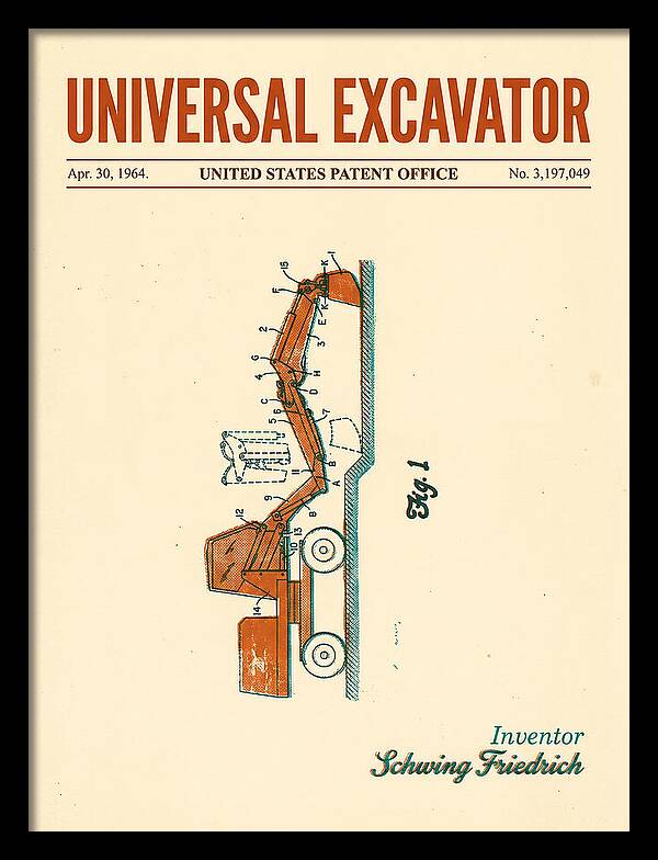Universal Excavator Retro Patent Us3197049a