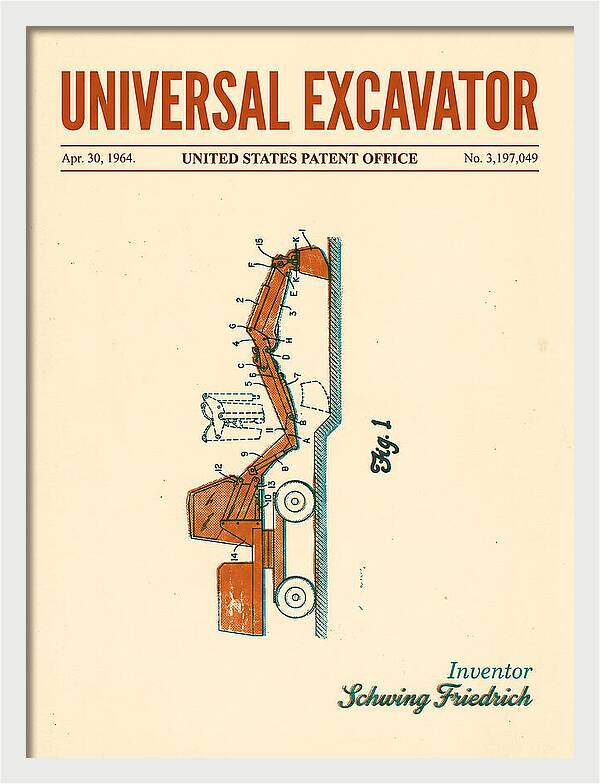 Universal Excavator Retro Patent Us3197049a