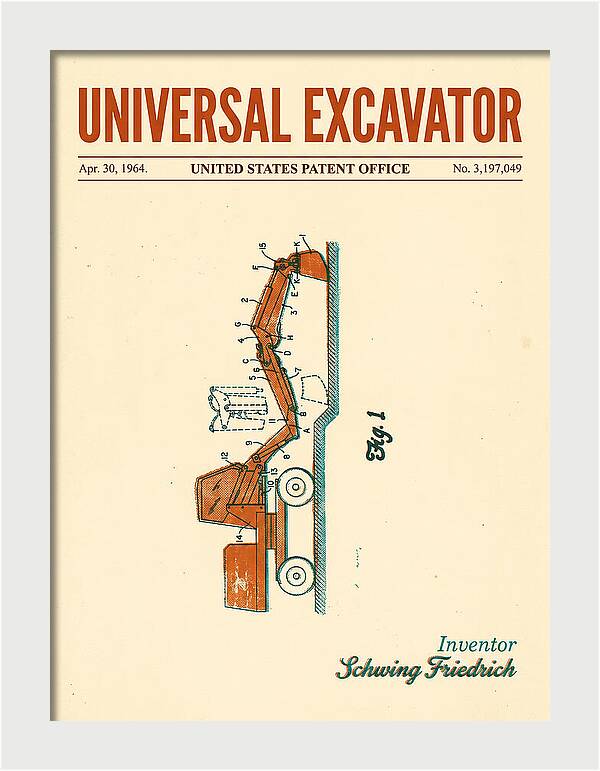 Universal Excavator Retro Patent Us3197049a