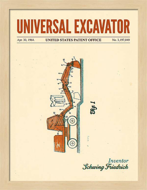 Universal Excavator Retro Patent Us3197049a