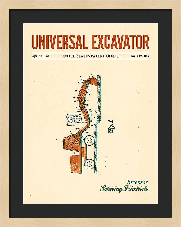 Universal Excavator Retro Patent Us3197049a
