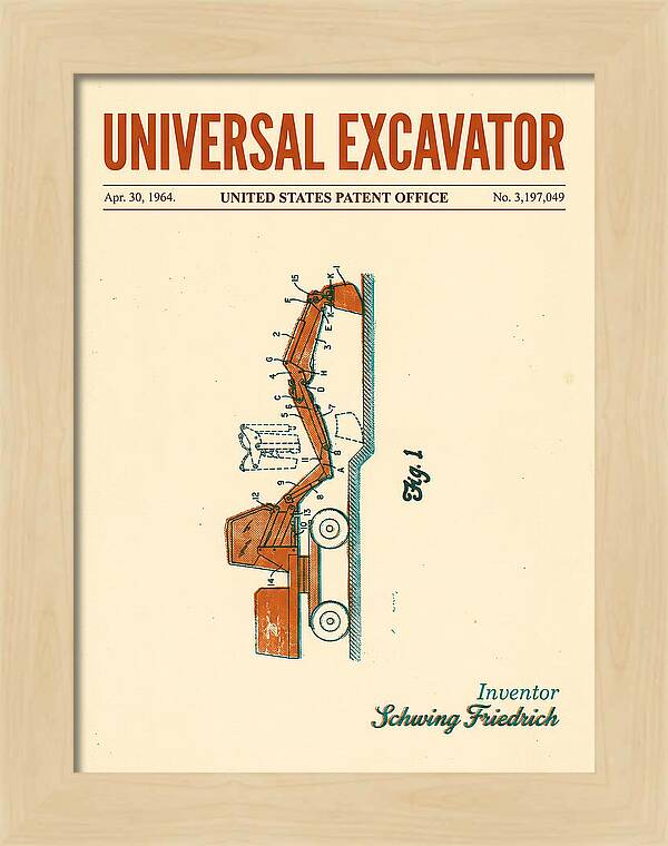 Universal Excavator Retro Patent Us3197049a
