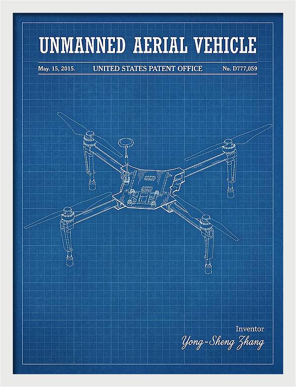 Unmanned Aerial Vehicle Dji Inspire Blueprint Patent Usd777059s1