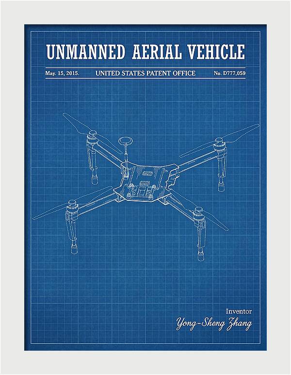 Unmanned Aerial Vehicle Dji Inspire Blueprint Patent Usd777059s1
