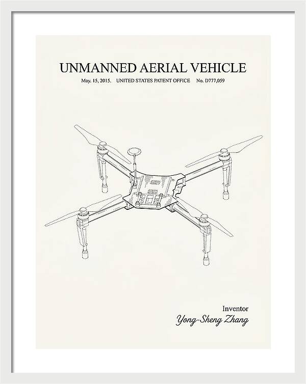 Unmanned Aerial Vehicle Dji Inspire Minimalist Patent Usd777059s1