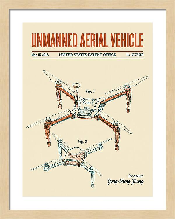 Unmanned Aerial Vehicle Dji Inspire Retro Patent Usd777059s1