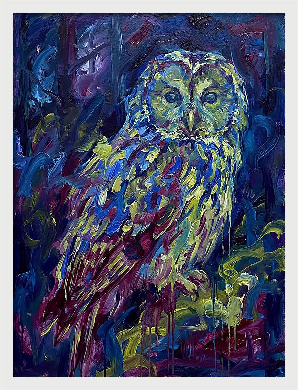 Ural Owl In Expressionist Style