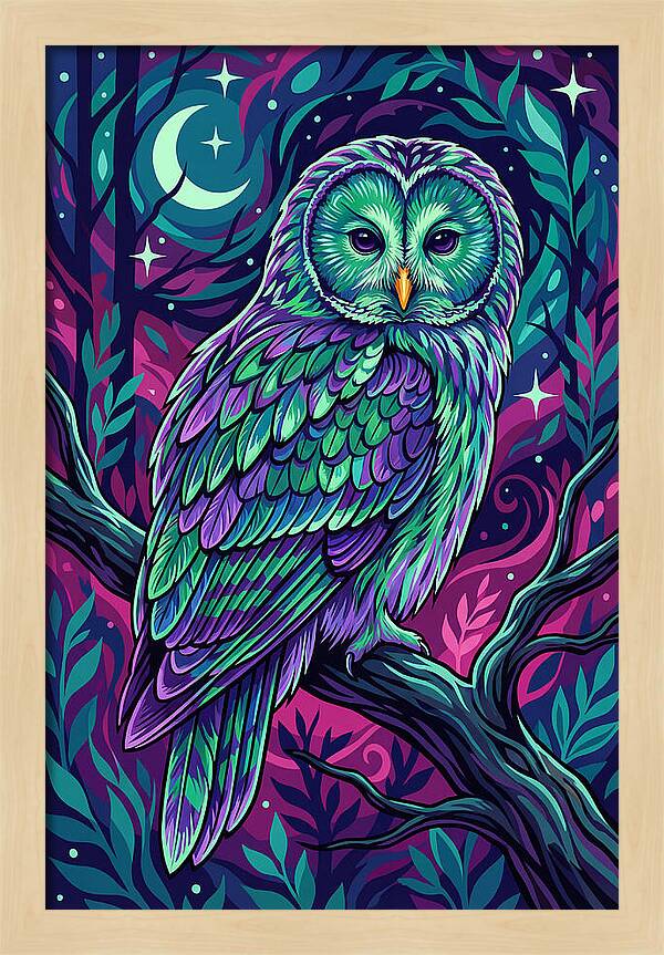 Ural Owl In Vibrant Colors