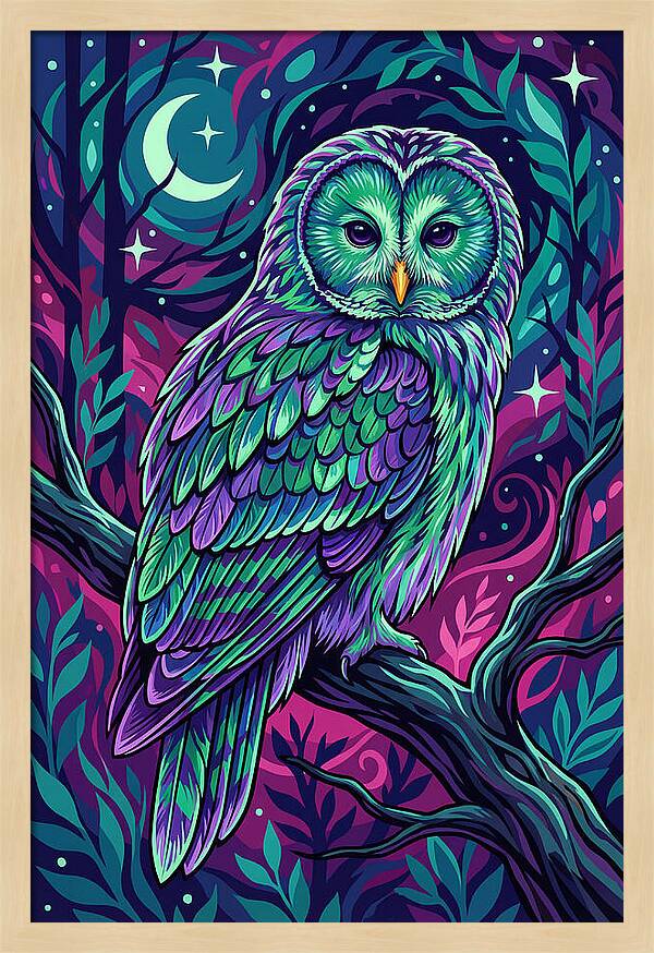 Ural Owl In Vibrant Colors