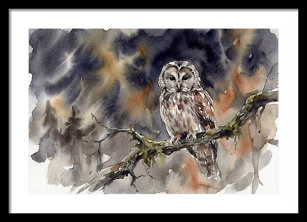 Ural Owl Perched At Dusk