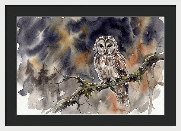 Ural Owl Perched At Dusk