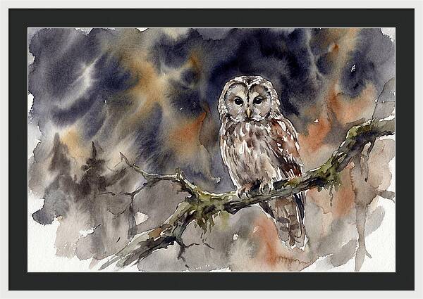 Ural Owl Perched At Dusk
