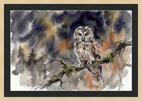 Ural Owl Perched At Dusk