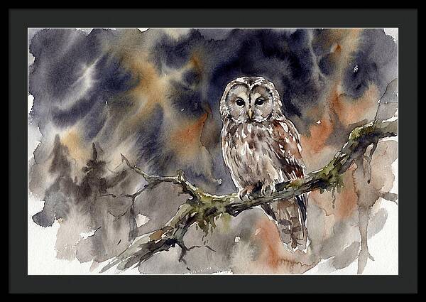 Ural Owl Perched At Dusk