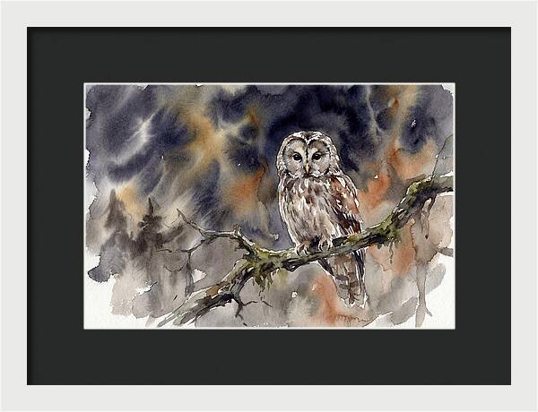 Ural Owl Perched At Dusk