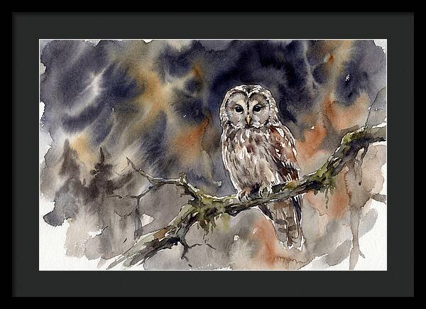 Ural Owl Perched At Dusk