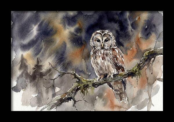 Ural Owl Perched At Dusk
