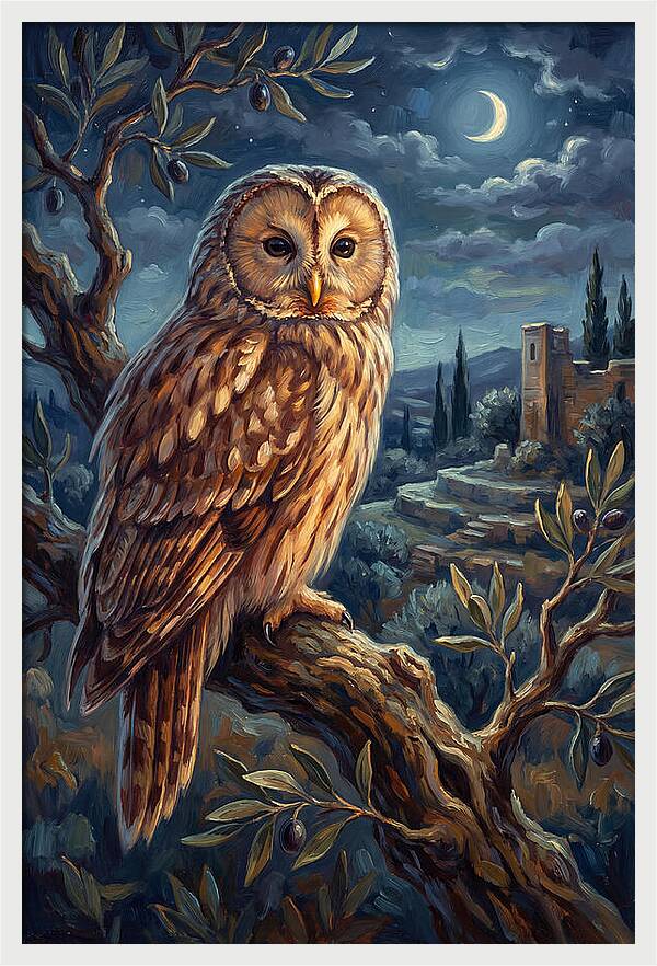 Ural Owl Under Moonlight