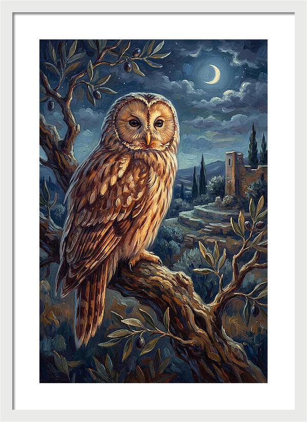 Ural Owl Under Moonlight