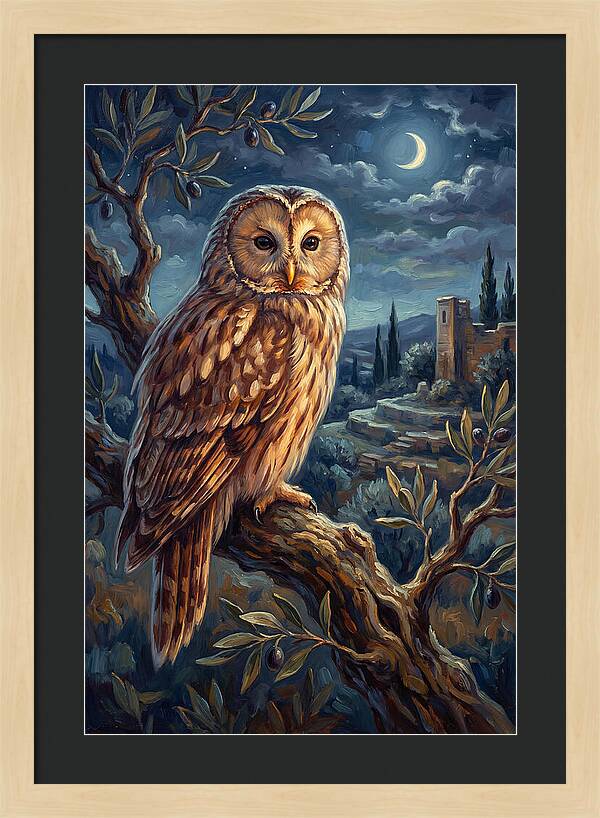 Ural Owl Under Moonlight