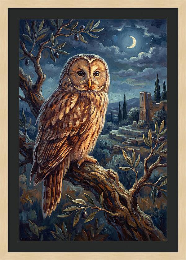 Ural Owl Under Moonlight