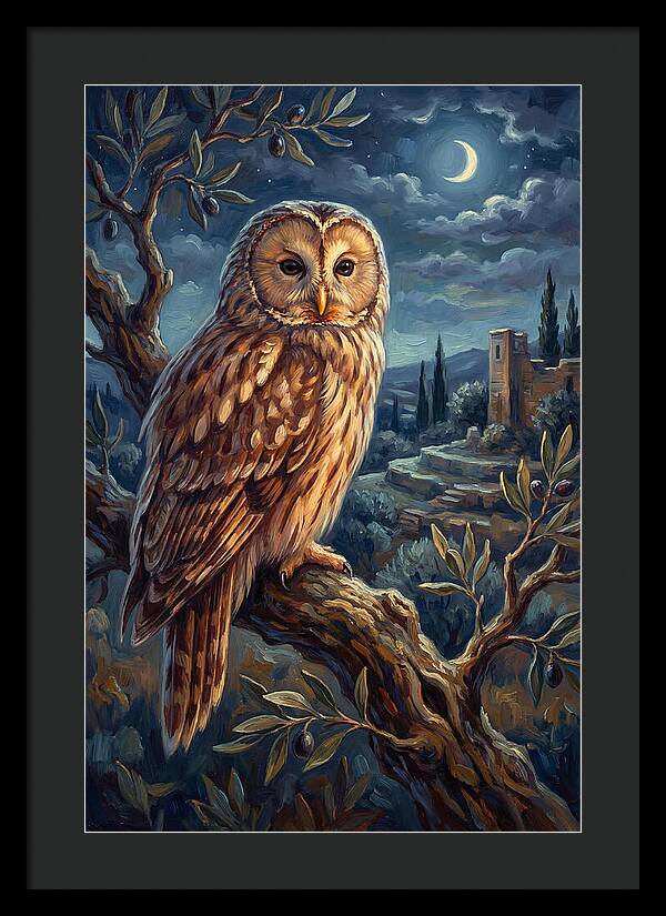 Ural Owl Under Moonlight