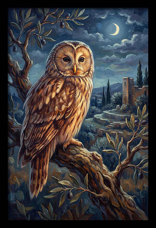 Ural Owl Under Moonlight