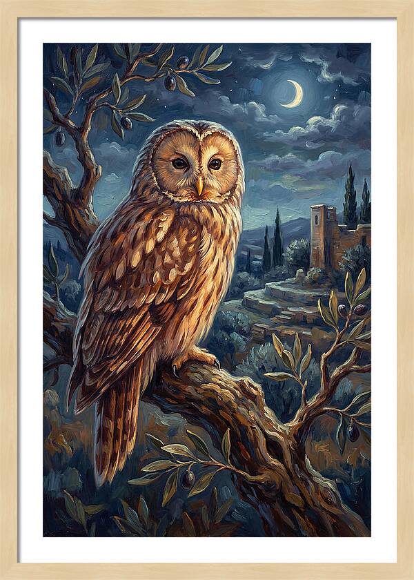 Ural Owl Under Moonlight