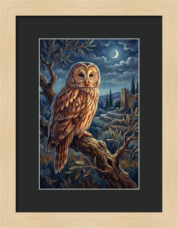 Ural Owl Under Moonlight
