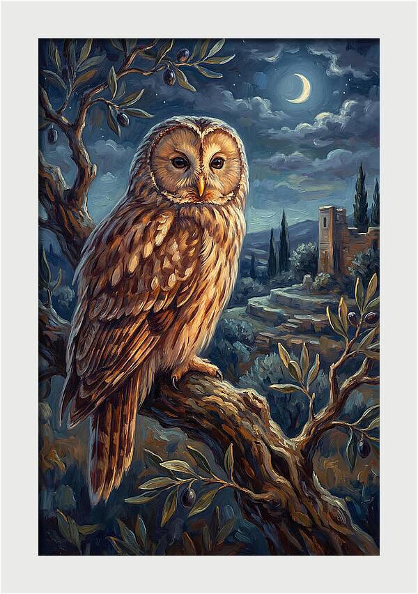 Ural Owl Under Moonlight