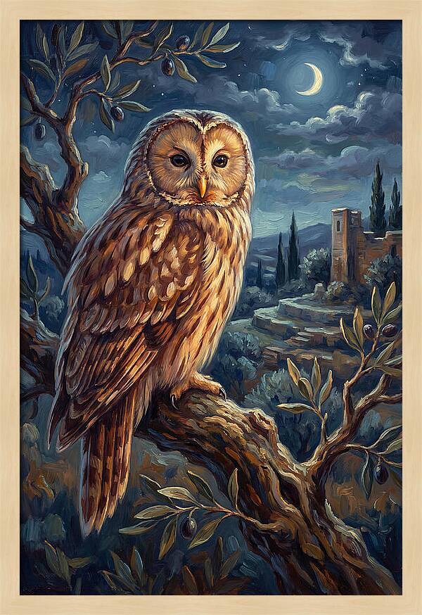 Ural Owl Under Moonlight