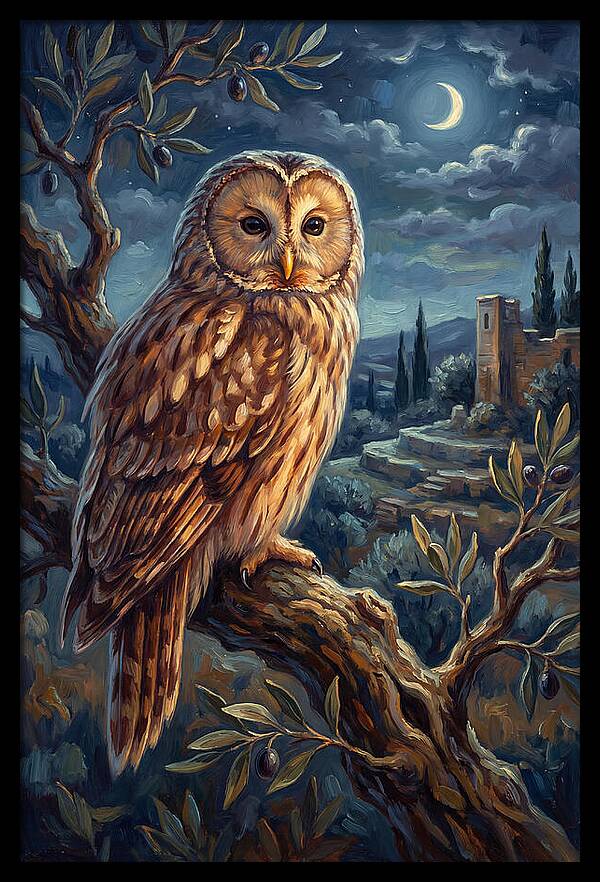 Ural Owl Under Moonlight