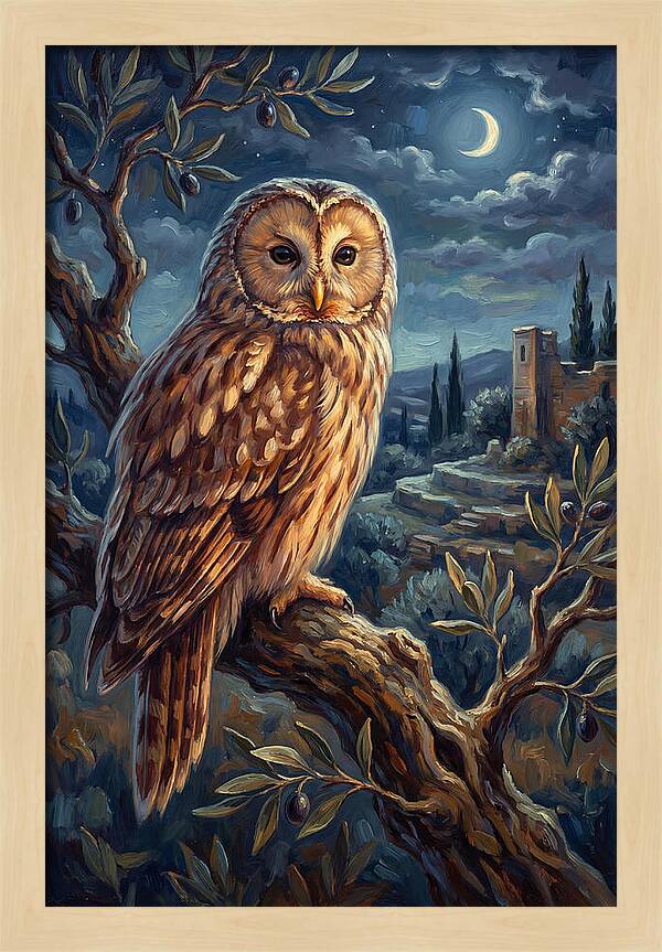 Ural Owl Under Moonlight