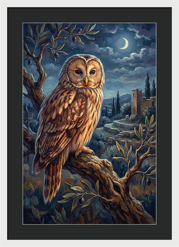 Ural Owl Under Moonlight